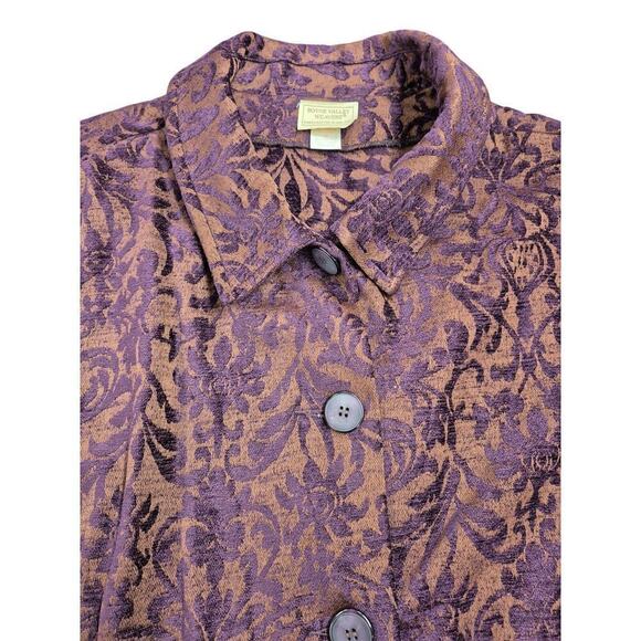 Boyne Valley Weavers Ireland  Plum Brocade Tapestry Blazer jacket Sz 3X - Picture 2 of 6
